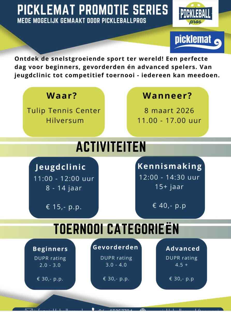 Pickleballpros toernooi poster